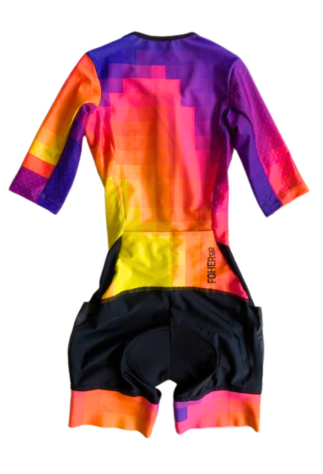 Women's Be Bright Be Seen FLUORO Aero Sleeved FlyFront TriSuit