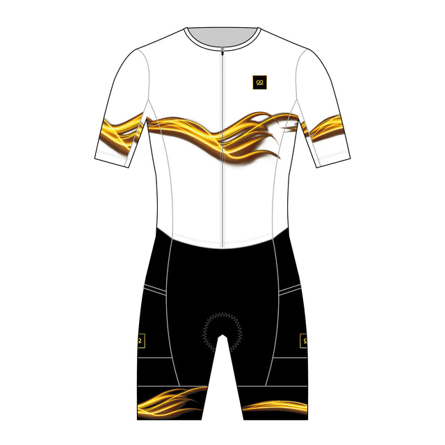 Men's Flyfront TriSuit - White & Gold - FINAL SALE