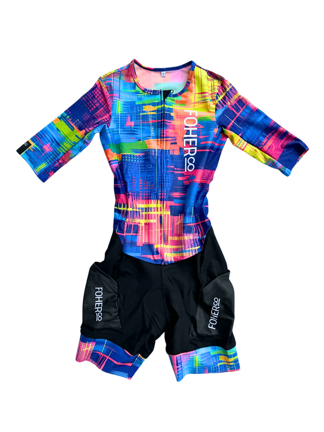 Women's MATRIX Aero Sleeved Flyfront TriSuit - Black