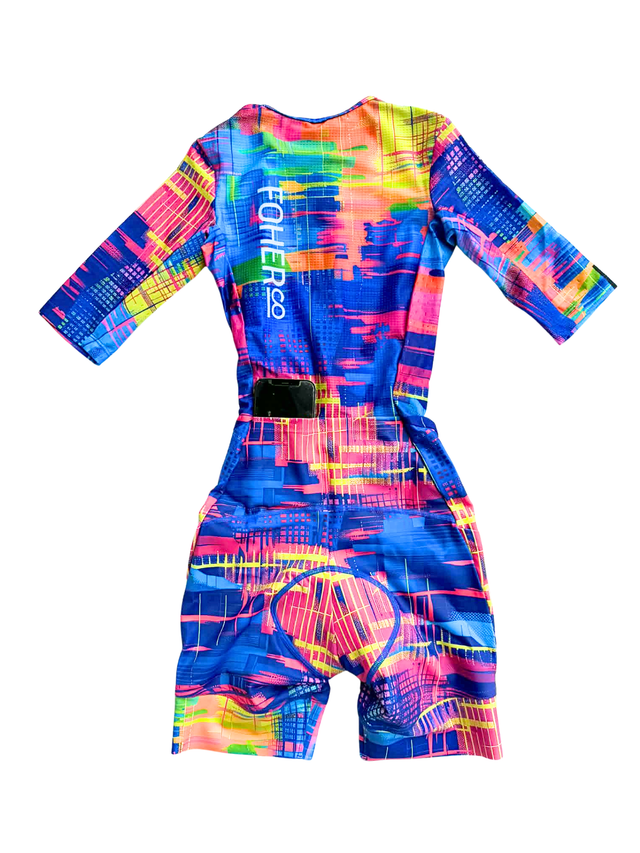 Women's MATRIX Aero Sleeved Flyfront TriSuit - Full Print