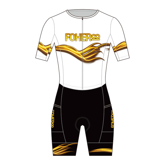 Women's Flyfront TriSuit - White & Gold - M LAST ONE