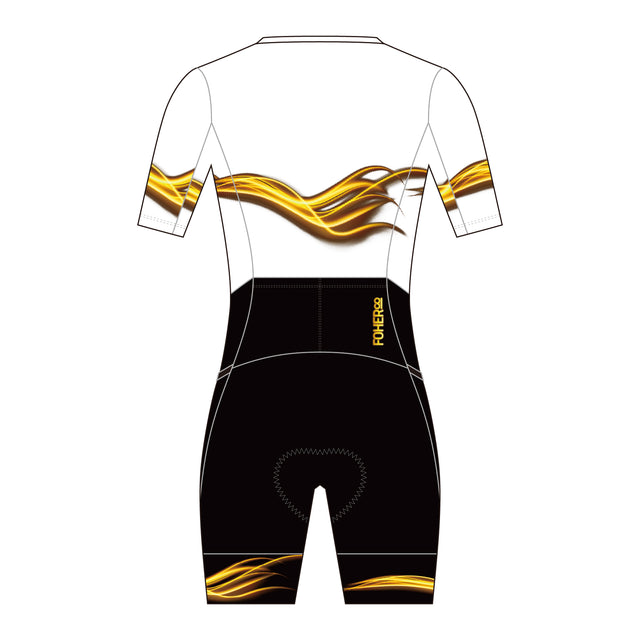 Women's Flyfront TriSuit - White & Gold - M LAST ONE