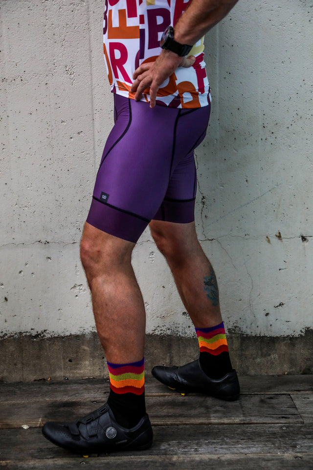 Men's LETTERS Cycle Bibshort - AUBERGINE - FINAL SALE
