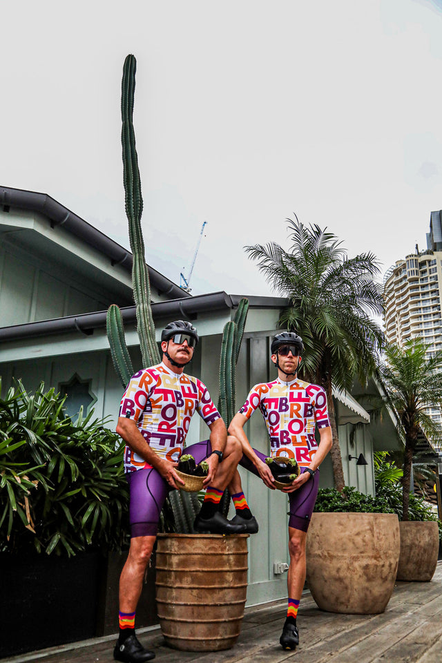 Men's LETTERS Cycle Bibshort - AUBERGINE - FINAL SALE