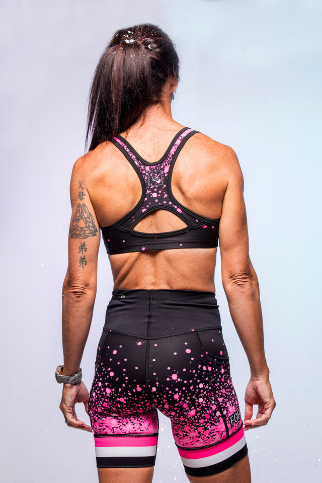 Women's Glitter&Sparkles Pink Power Support Crop