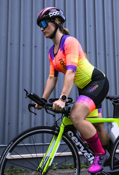 Women's Be Bright Be Seen FLUORO Aero Sleeved FlyFront TriSuit