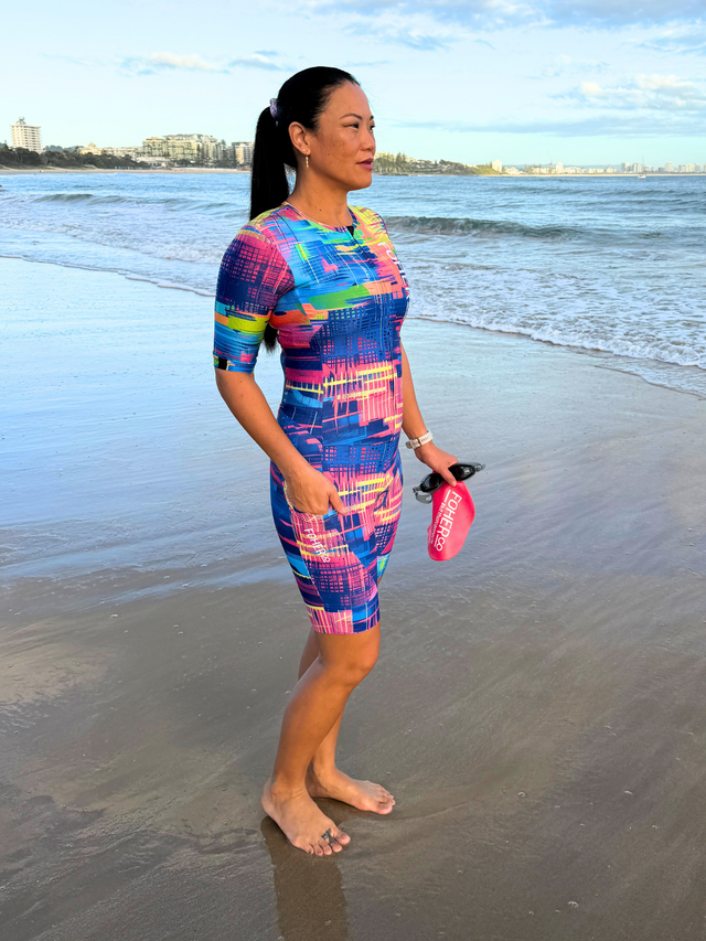 Women's MATRIX Aero Sleeved Flyfront TriSuit - Full Print