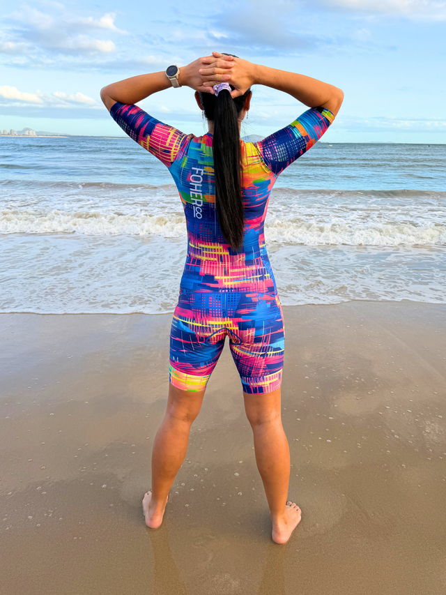 Women's MATRIX Aero Sleeved Flyfront TriSuit - Full Print