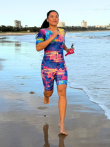 Women's MATRIX Aero Sleeved Flyfront TriSuit - Full Print