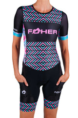 LAST ONE - Women's Aurora Celeste Sleeved Aero Performance Triathlon Suit - XS