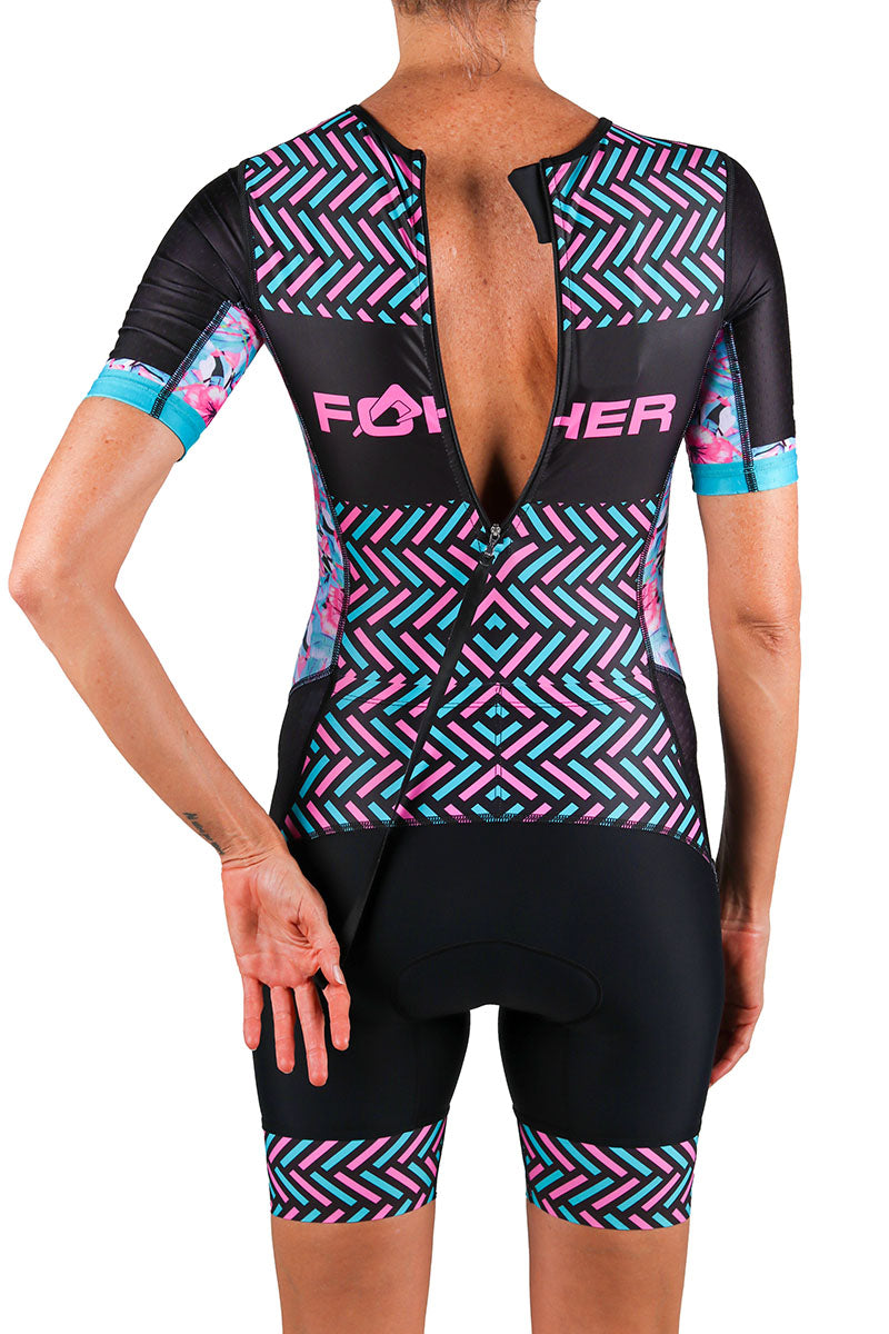 Women's Aurora Celeste Sleeved Aero Performance Triathlon Suit