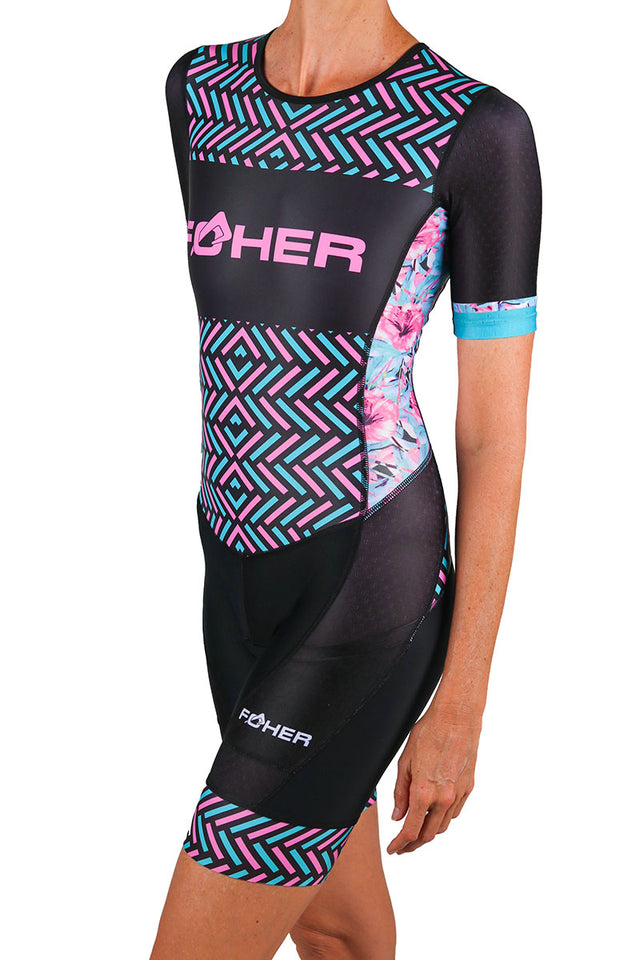 LAST ONE - Women's Aurora Celeste Sleeved Aero Performance Triathlon Suit - XS